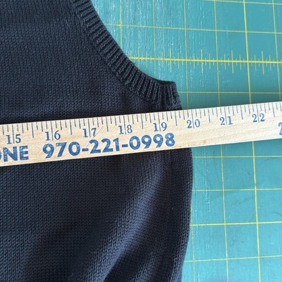 Black White Aztec Southwestern Women's Open Sweater Vest Duster 100% Cotton sz L - Picture 4 of 5